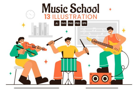 13 Music School Illustration: A Comprehensive Asset for Creative Workflows