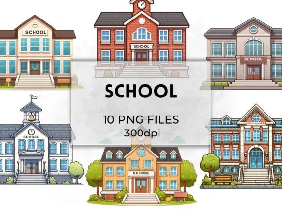 Add School Spirit to Your Projects with Our School Building Clipart Illustrations Collection
