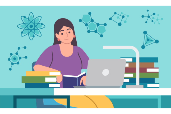 Girl Gets Education: Woman Sits at Desk