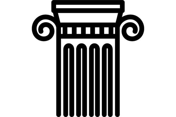 History Class Line Icon: Column, Ionic Order and the Art of Visual Storytelling