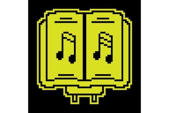 Pixel Silhouette Icon: Notebook with Notes