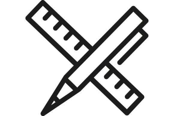 Ruler and Pencil Line Icon: Sketching, P