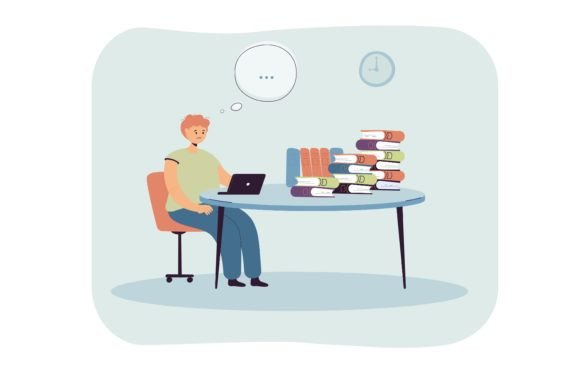 Sad Cartoon Boy Sitting at Table with Pi: A Visual Narrative