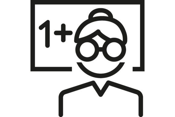 School Teacher Line Icon: Mathematics, P and the Art of Visual Education